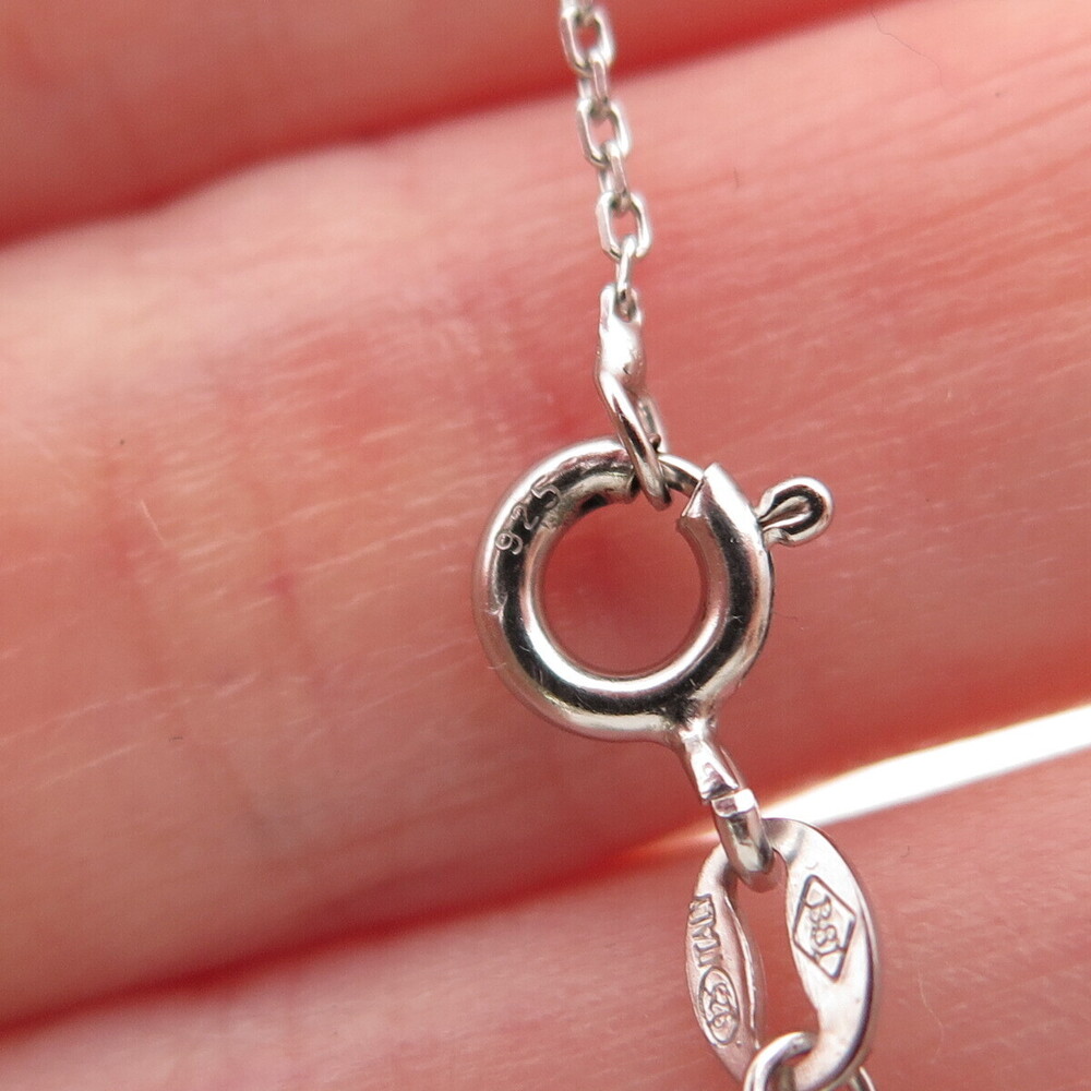 925 Sterling Silver Italy Round-Cut C Z Puffy Heart Cable Chain Necklace 16" - Picture 8 of 9